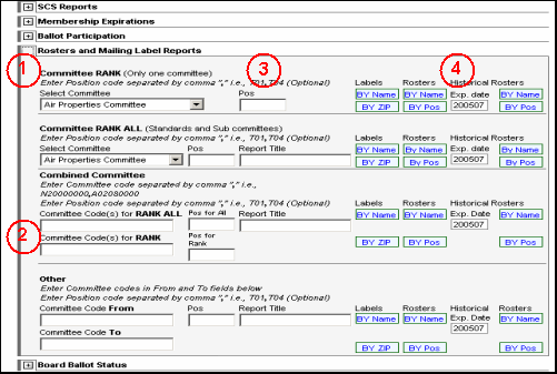 Reports, Rosters and Mailing Reports